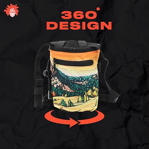 Miniatura 3 de Bolsa de tiza para escalada en roca, para exteriores, gimnasio y bouldering, cinturón ajustable, cierre de cordón duradero y bolsillo con cremallera