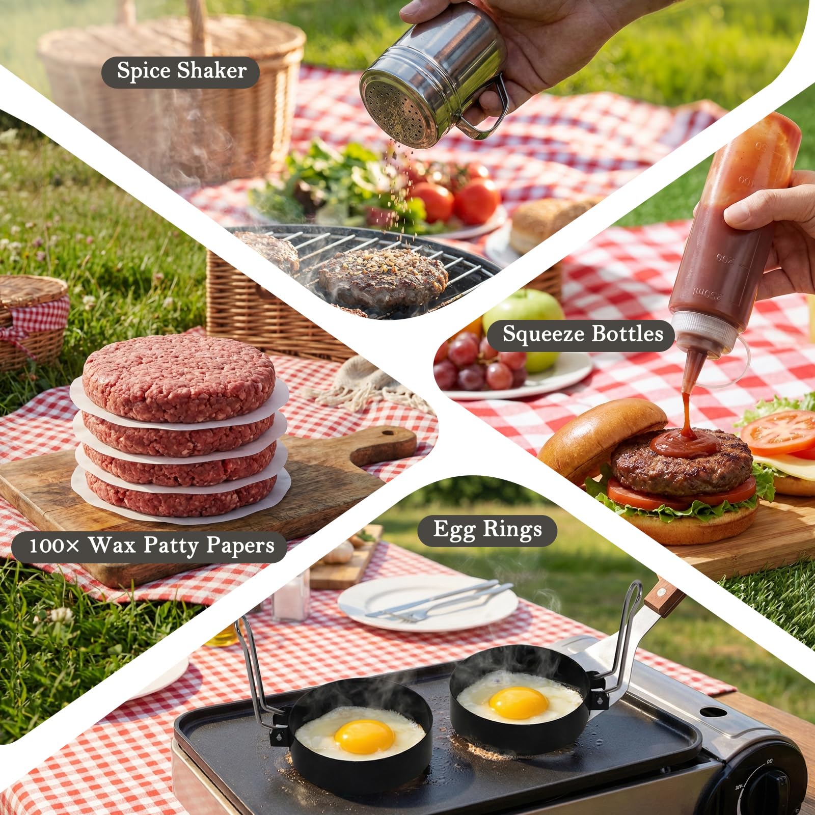 Kit d'accessoires de barbecue 11 pièces pour barbecue, presse à hamburger, kit d'accessoires pour machine à hamburger rapide, kit d'accessoires pour Blackstone, grill à dessus plat, teppanyaki et