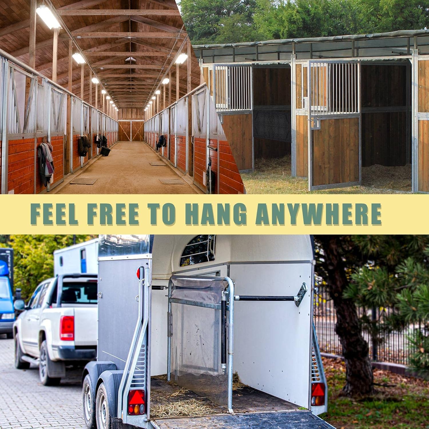 Dunzy 2 Pcs Horses Stall Guard with Adjustable Straps and Solid Spring Hooks Aisle Guard for Horses Large Horse Stall Accessories Horse Guard Horse Stable Supplies, 19.3 x 26.8 Inches : Pet Supplies