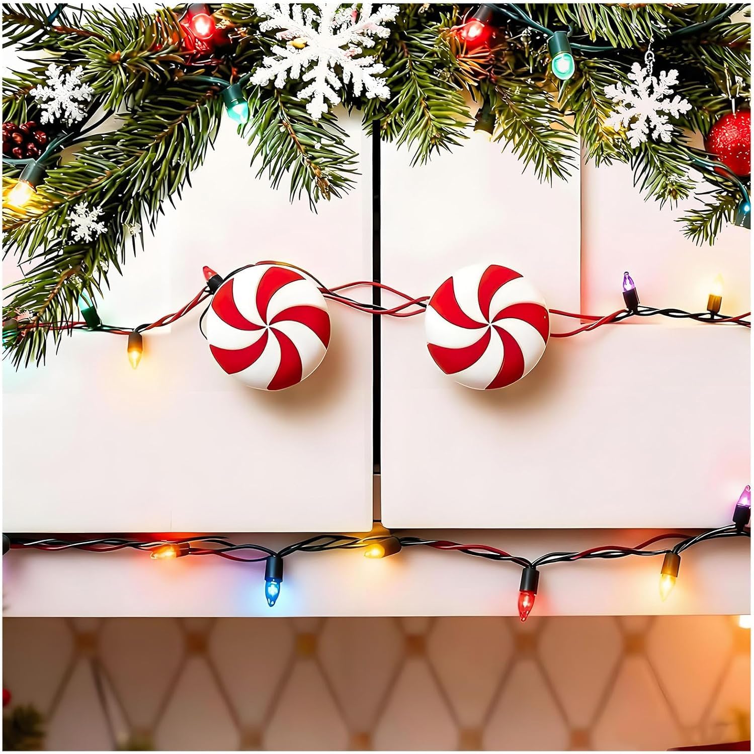 Christmas Knob Covers for Cabinets, Holiday Decorative Knob Covers, Red Stretchable Peppermint Handle Covers No-Tool for Cabinet Pulls on Kitchen, Bathroom, Dressers & Home Furniture (20Pcs)