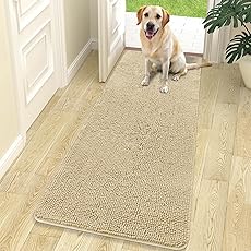 Muddy Mat® Original Dog Door Mat for Muddy Paws, Super Absorbent Microfiber, Non-Slip Washable Pet Rug, Quick Dry Chenille Entryway Carpet, Machine Washable Indoor Outdoor mat, Beige 24"x72"