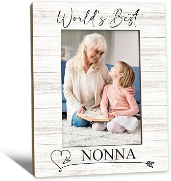 Nonna Gifts Picture Frame 5x7, Grandma Photo Frame, Christmas Mothers Day Birthday Gifts for Nonnas from Grandkids, Worlds Best Nonna Wooden Picture Photo Frames for Desk Home Room Decor