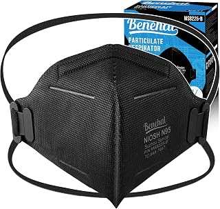 NIOSH Approved N95 Mask Particulate Respirators, N95 Face Masks 20 Pack, Individually Wrapped, Black,Universal Fit