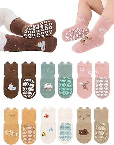 Calcetines antideslizantes para bebés recién nacidos calcetines antideslizantes con agarres antideslizantes para niñas y niños