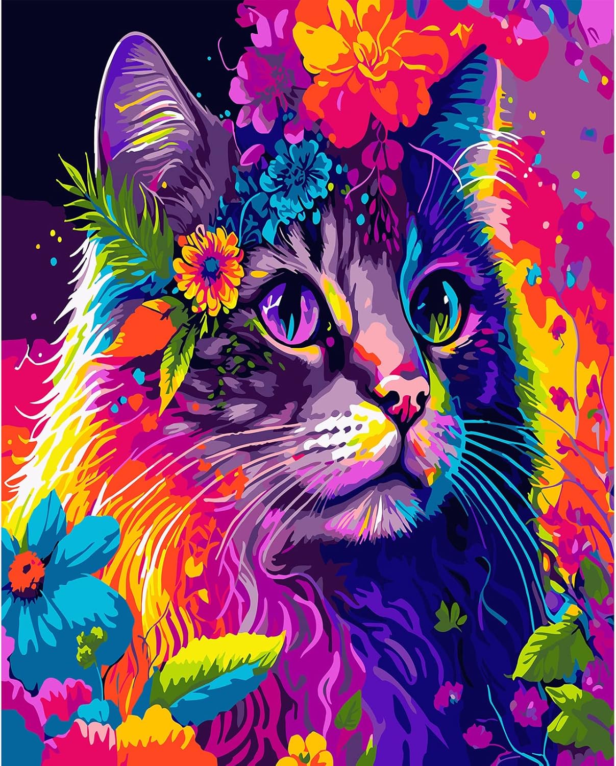 MOGTAA Cat Paint by Numbers for Adults, Colorful Cat Paint