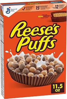 Reese's Puffs Chocolatey Peanut Butter Cereal 11.5 oz - Crunchy Real PB Breakfast Cereal