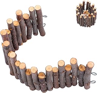 Hamster Ladder, Flexible Wooden Hamster Bridge, 11.8 Inch Natural Wood Fence, Apple Wood Sticks Cage Decor Platform, Hamsters Accessories