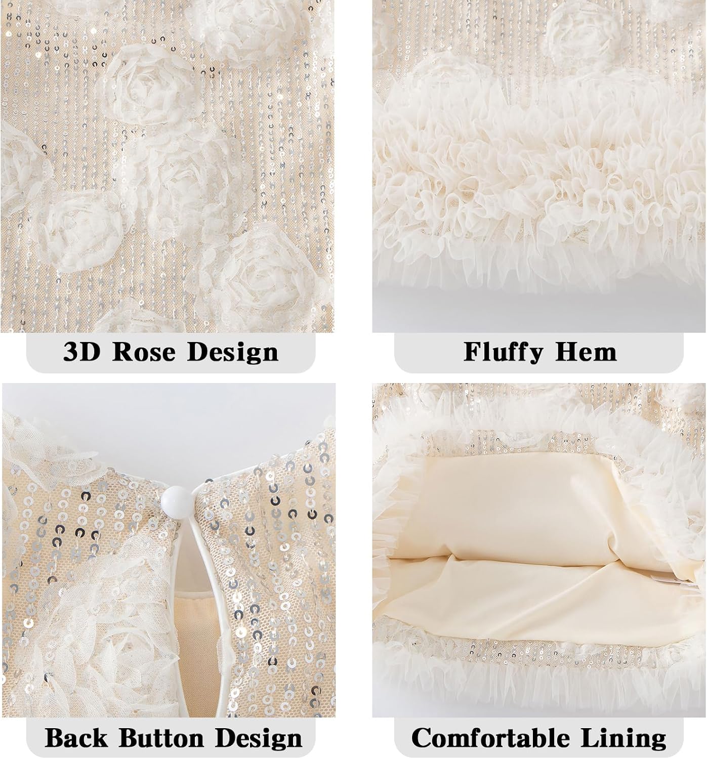 Tutu.kk Toddler Girls Rose Sequin Dress Sparkle Formal Party Dresses
