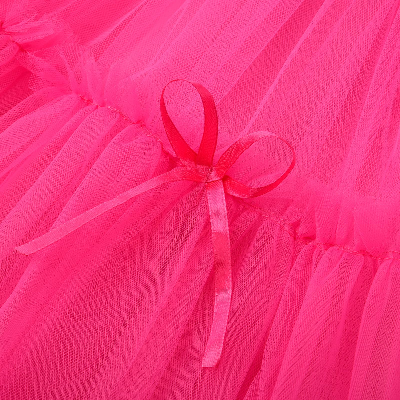 Uhnice Blumenmädchenkleid mit Schleife, ärmellos, Tüllkleid mit Perlen für Hochzeit, Geburtstag, Party