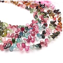 Natural Tourmaline Briolette Beads, Tourmaline Pear Beads, 4x5 mm Tourmaline Gems, 8 Inches