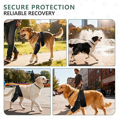 Miniatura 7 de Rodillera para perro para desgarro del ligamento cruzado del ligamento cruzado para perros, soporte ajustable para piernas delanteras y traseras,