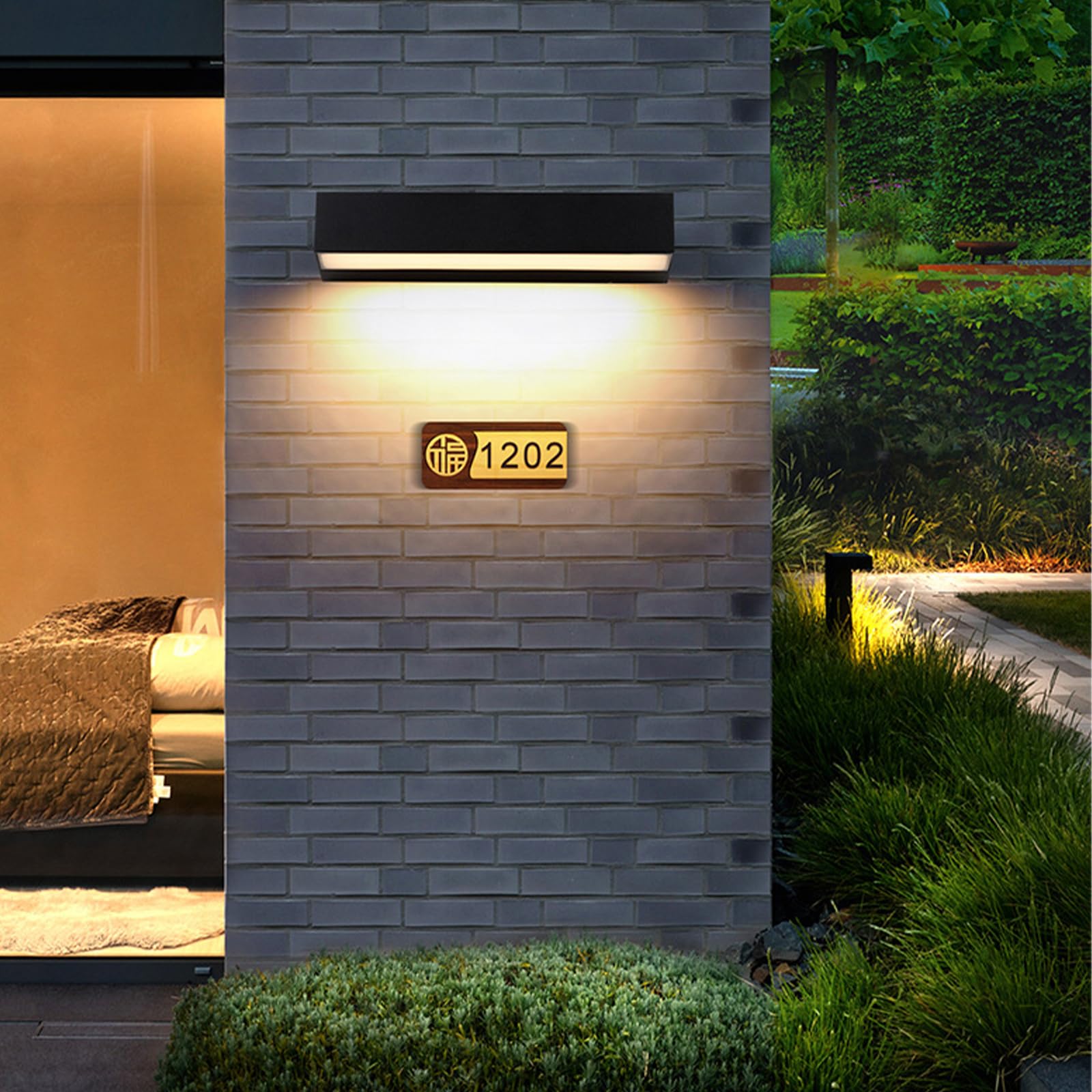 VDOQTLJT LED Outdoor Garden Long Wall Lights Warm White 3000K IP65 Waterproof Modern Acrylic Aluminium Lamp for Villa Porch Terraces Bathroom Lighting Black Lofty