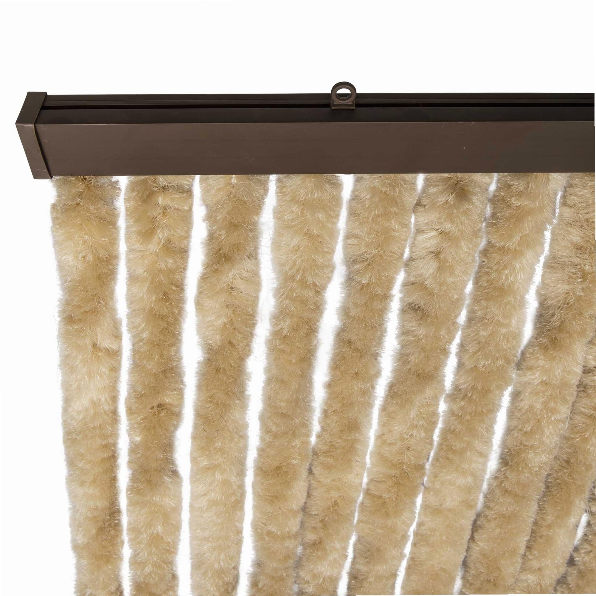 WERKA PRO Rideau Chenille Beige Uni - 120 x 220 cm - Protection Contre Insectes et Poussière - Tringle Ajustable et Anneaux de Suspension - Fibres Synthétiques Anti Effilochage