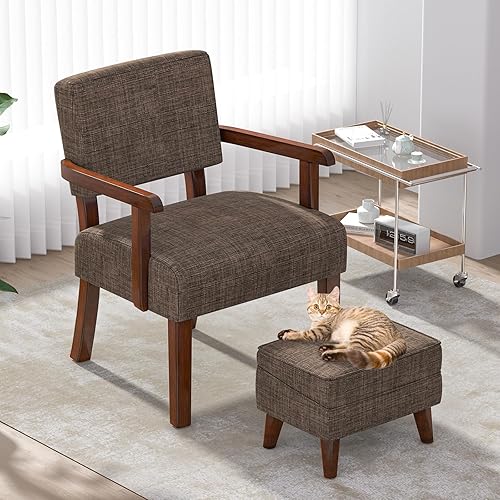 Vista 17 de Sillas decorativas con otomana ajustable, cómodo juego de reposapiés con brazos, reposapiés de almacenamiento, sofá con reposapiés, juego de sillas