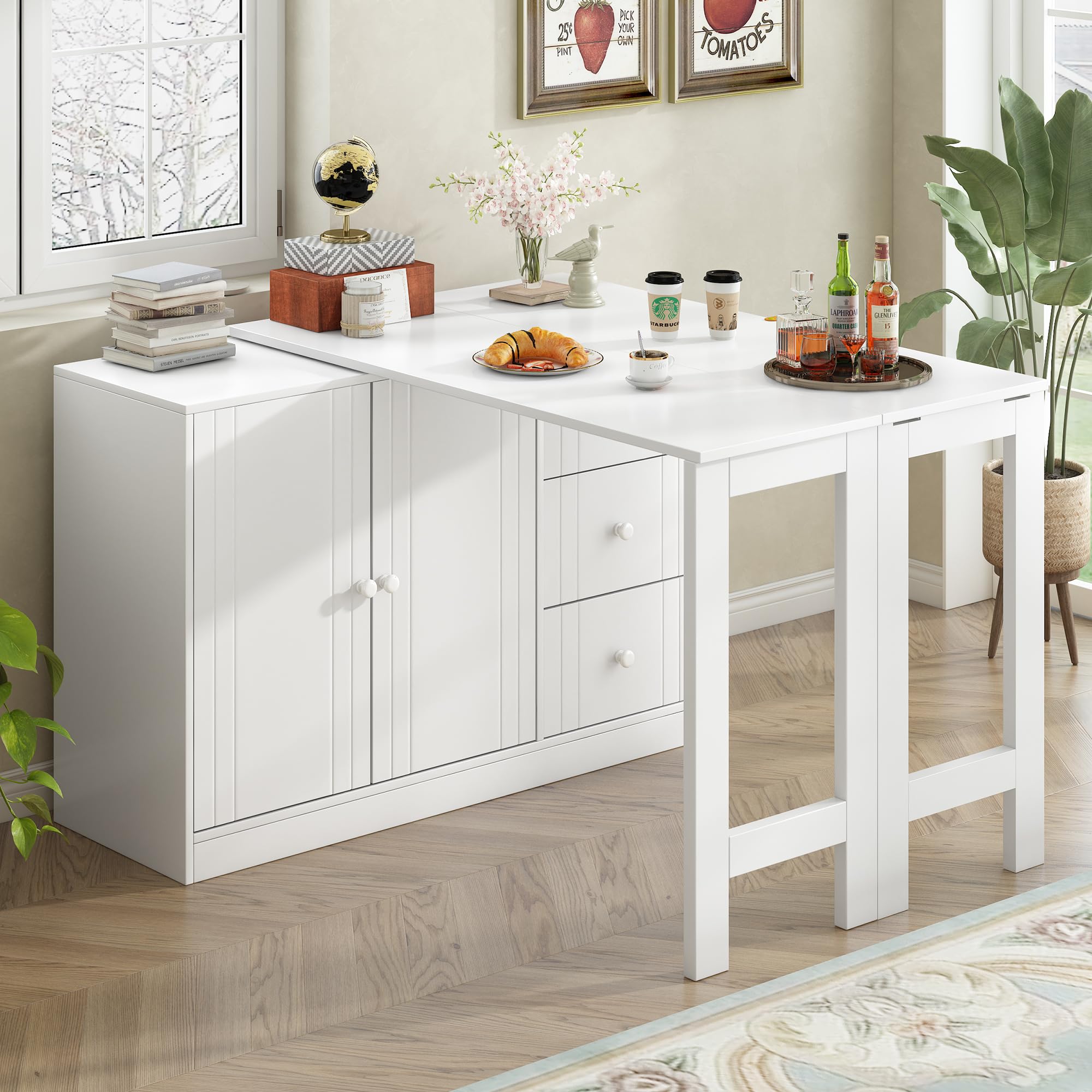 Amazon.com - LUMISOL Modern Sideboard with Adjustable Pull-Out Top, Can be Converts into Dining ...