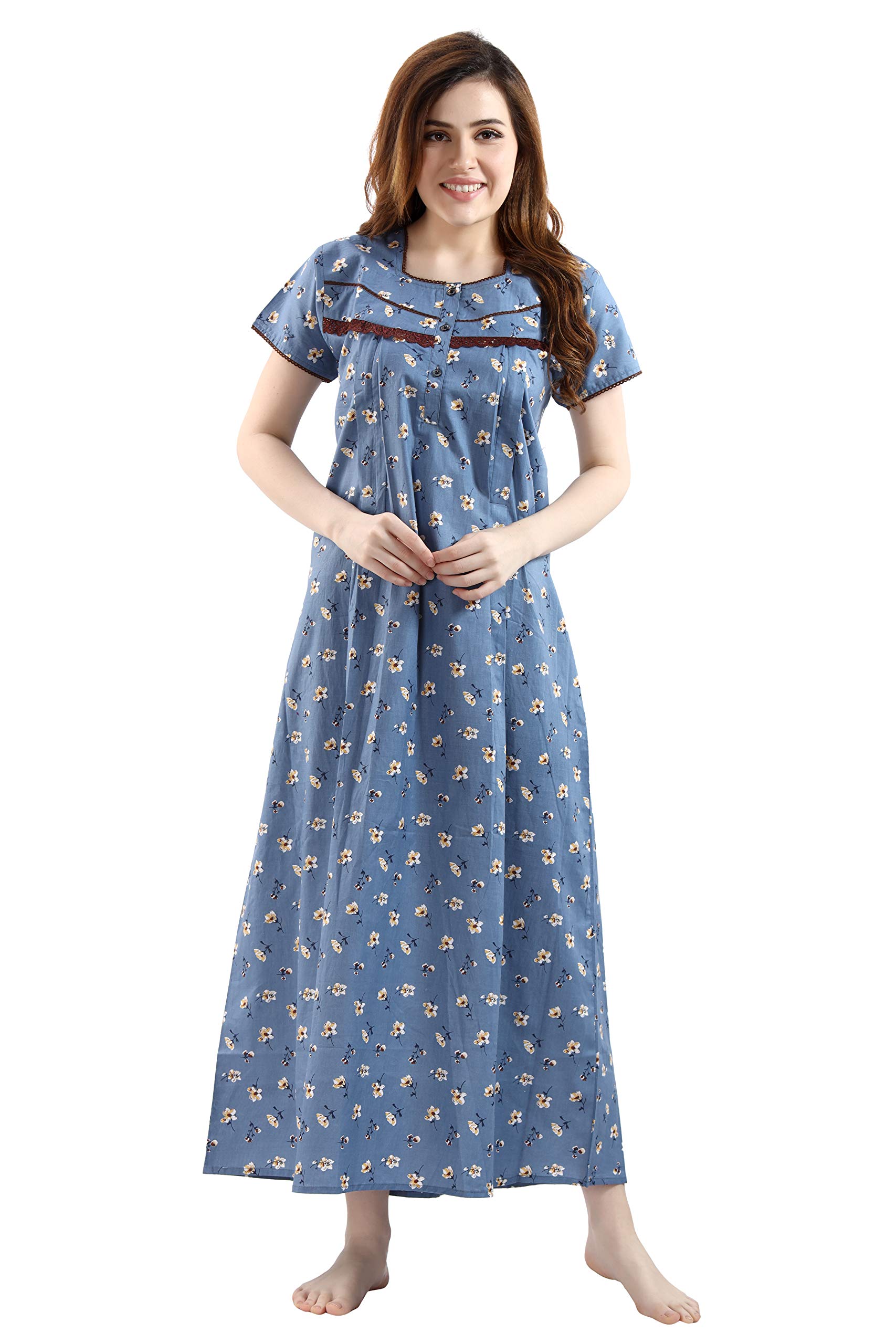 AV2Women's Cotton Floral Maxi Nighty