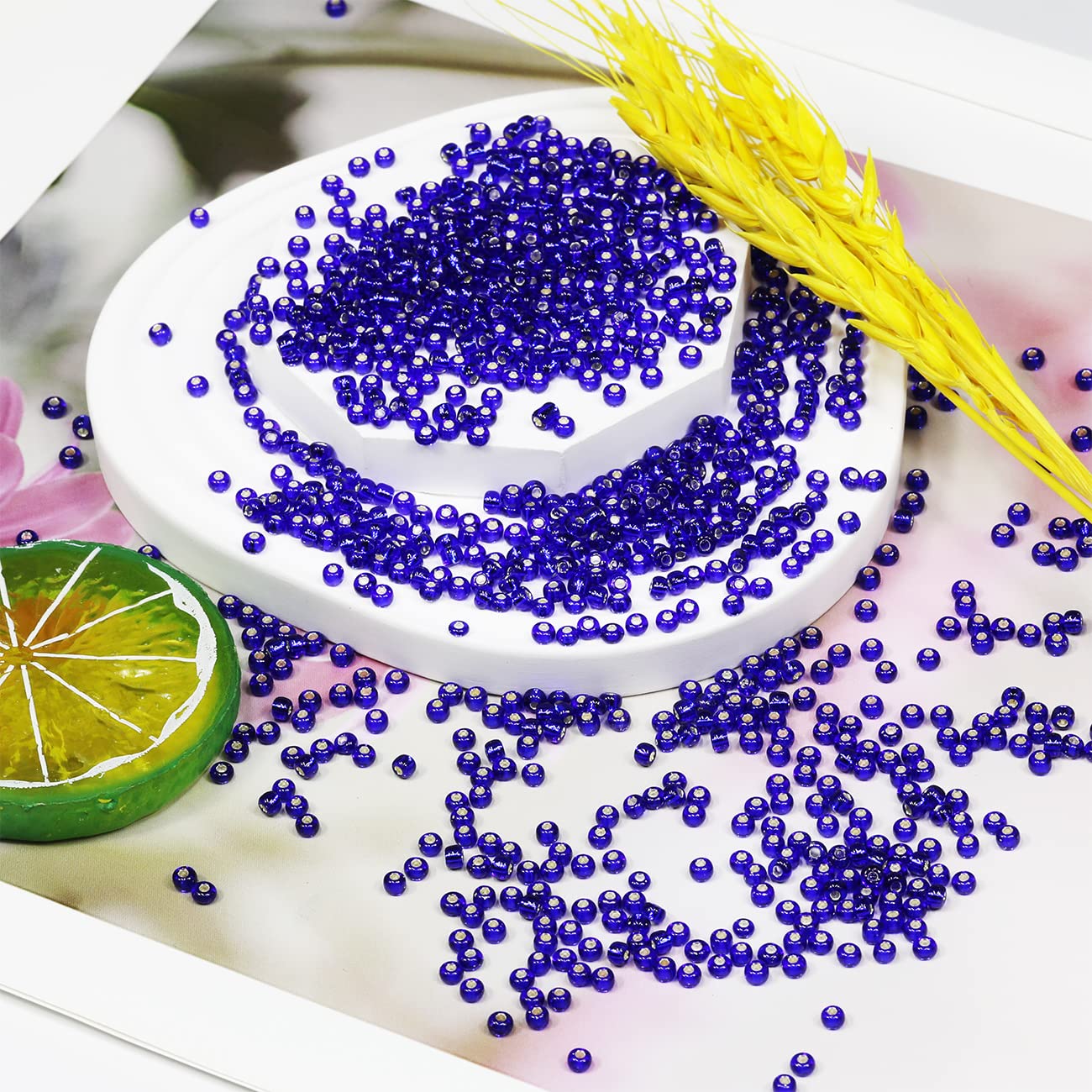 VOOMOLOVE Bulk Royal Blue 3mm Glass Round Seed Beads, 3500pcs (110g), Ideal for Jewelry Making - Image 3