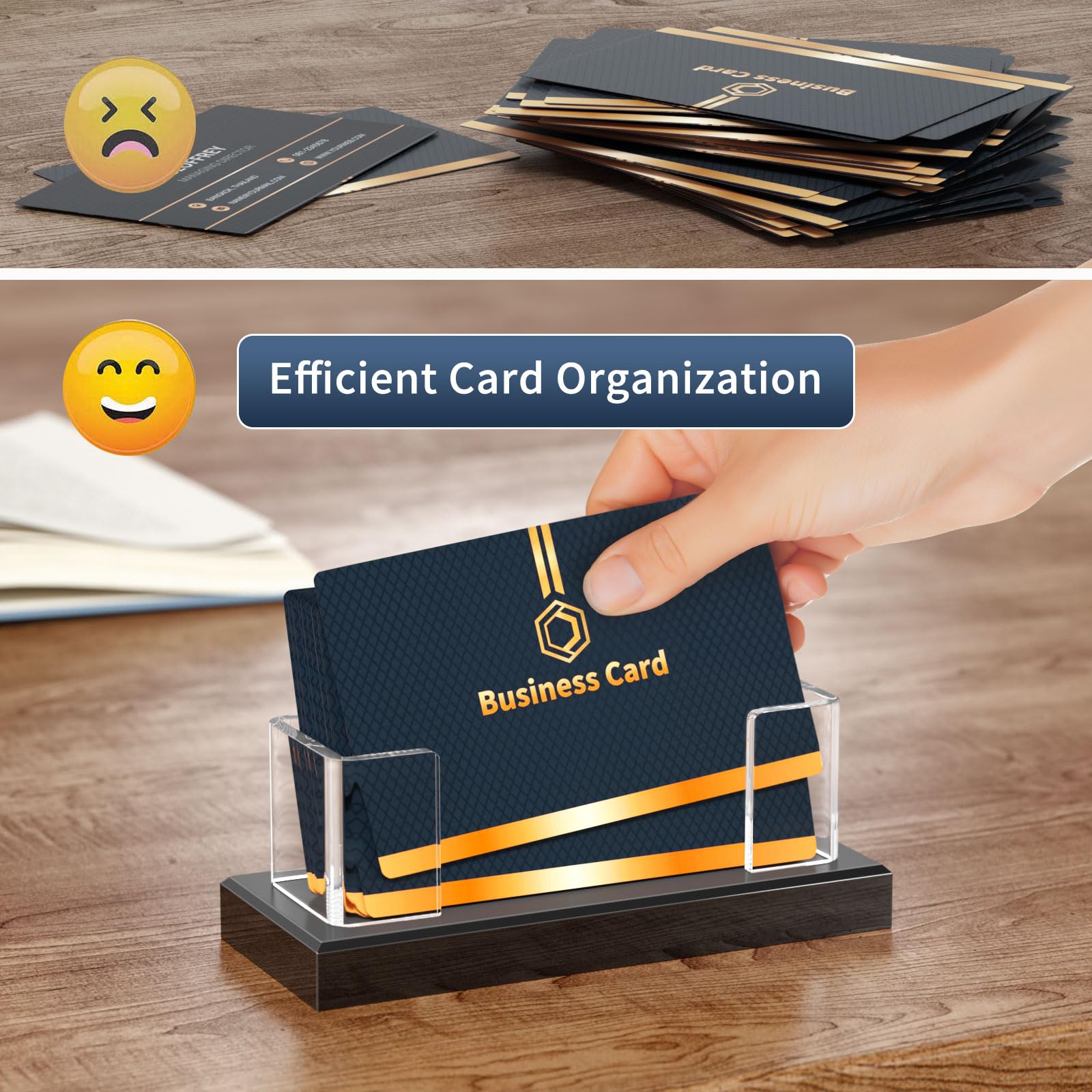 NIUBEE Soporte acrílico para tarjetas de visita, soporte de plástico transparente para escritorio, organizador de tarjetas de regalo para oficina, 6 piezas