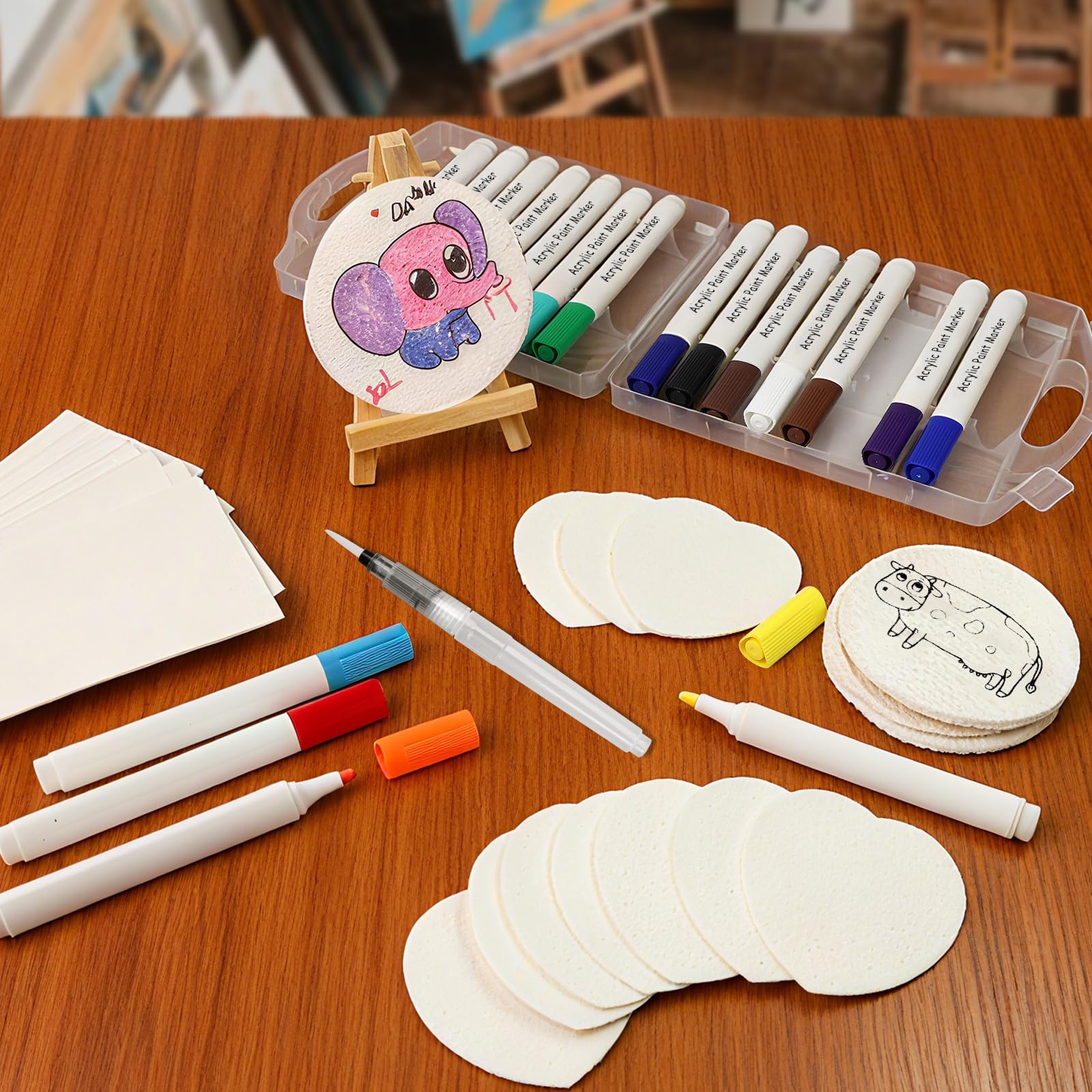 TPTGIAR 3D Magic Puffy Paint - magiczny zestaw do malowania teksturą 3D z 18 kolorowymi długopisami, zestaw do malowania DIY dla dzieci z 3 pędzlami do pisania (mały, średni i duży), 30 naszyjników