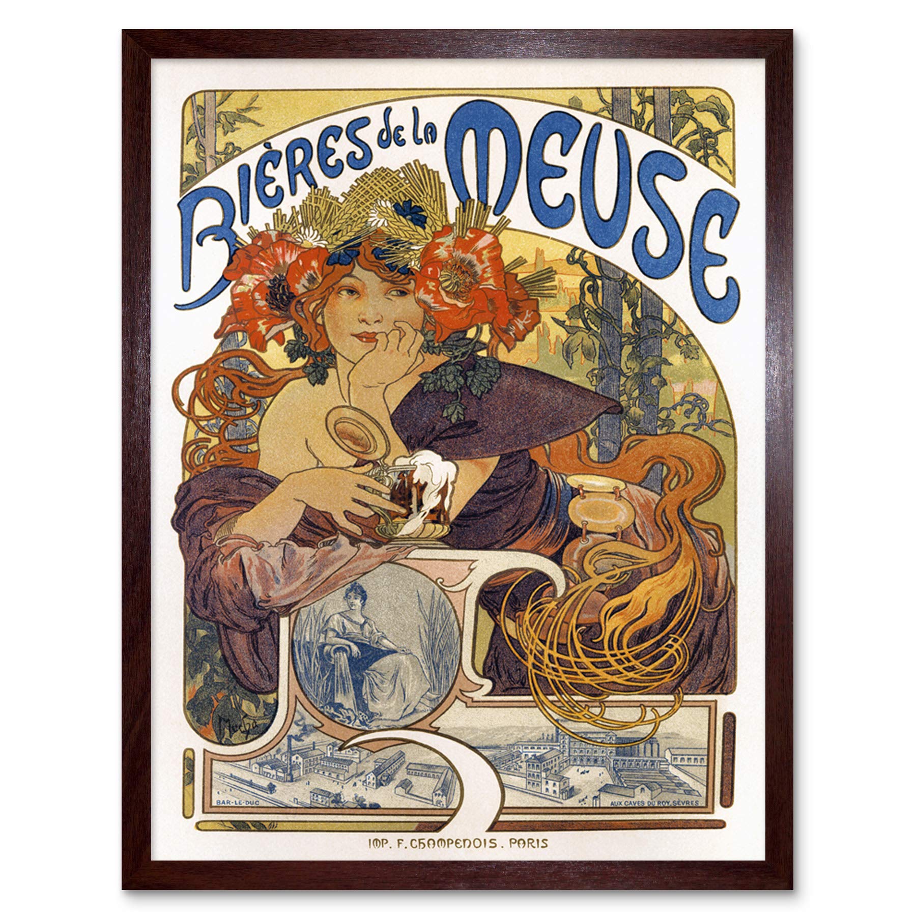 Wee Blue Coo Beer Of The Meuse Paris France Vintage Art Print Framed Poster Wall Decor 12x16 inch