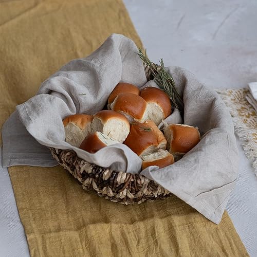 Miniatura 5 de Bloomingville Organizador pequeño de fibra de plátano y buri tejido para almacenamiento, cesta natural y marrón