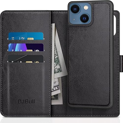 Funda tipo cartera desmontable 2 en 1 para iPhone 13 con soporte para tarjeta de crédito, bloqueo RFID, funda protectora de piel sintética con tapa