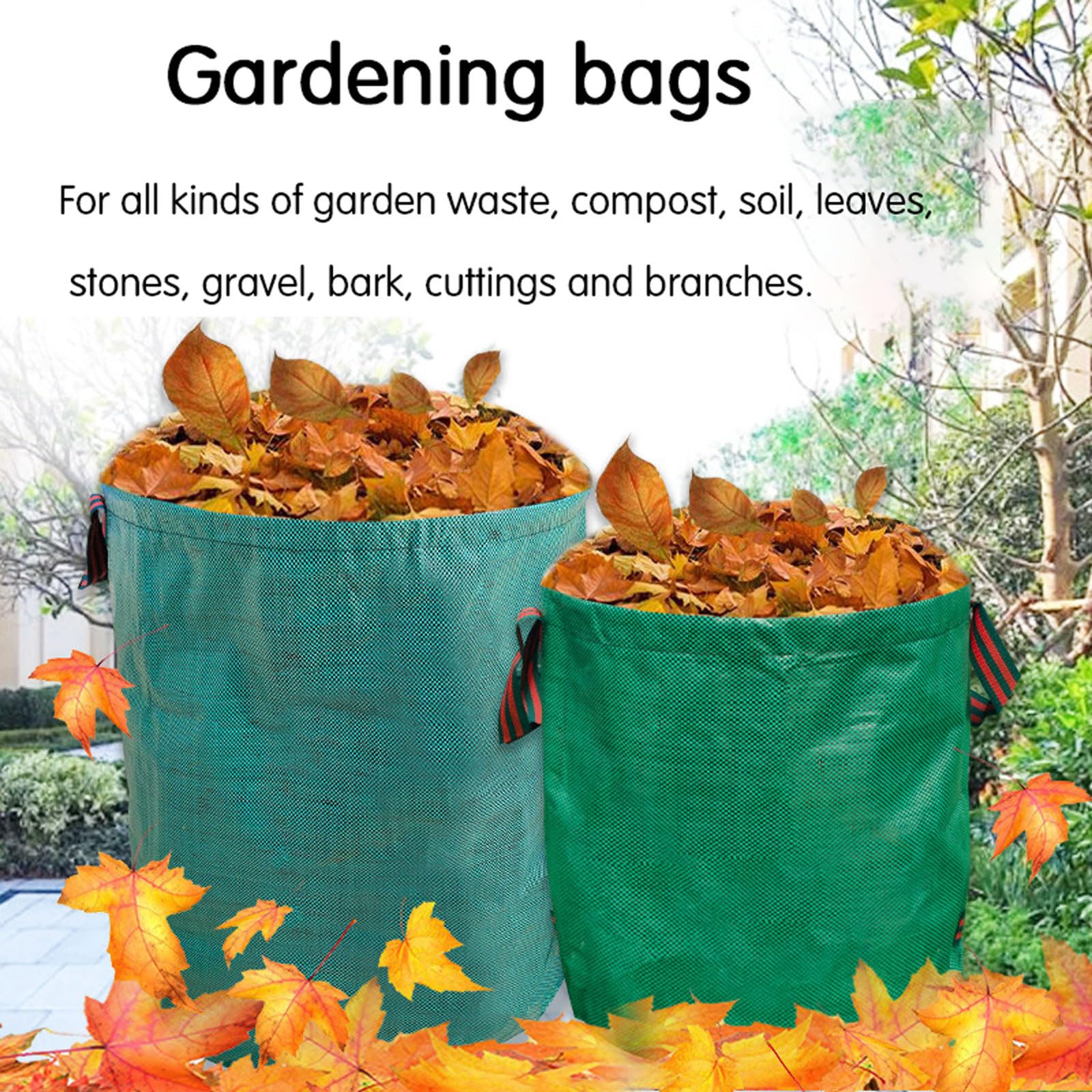 3pcs Bolsa de recogida de hojas caídas ,Bolsas de residuos de jardín de alta resistencia 500L,Bolsa Residuos con Asas ,Plegables ,resistentes a desgarros ,Con funda de cremallera,para hojas escombros