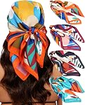 4 PCS 27.5 Inches Satin Head Scarf Silk Scarf for Women Lightweight Hair Bandanas Head Scarves Neck Scarf Hair Wrap