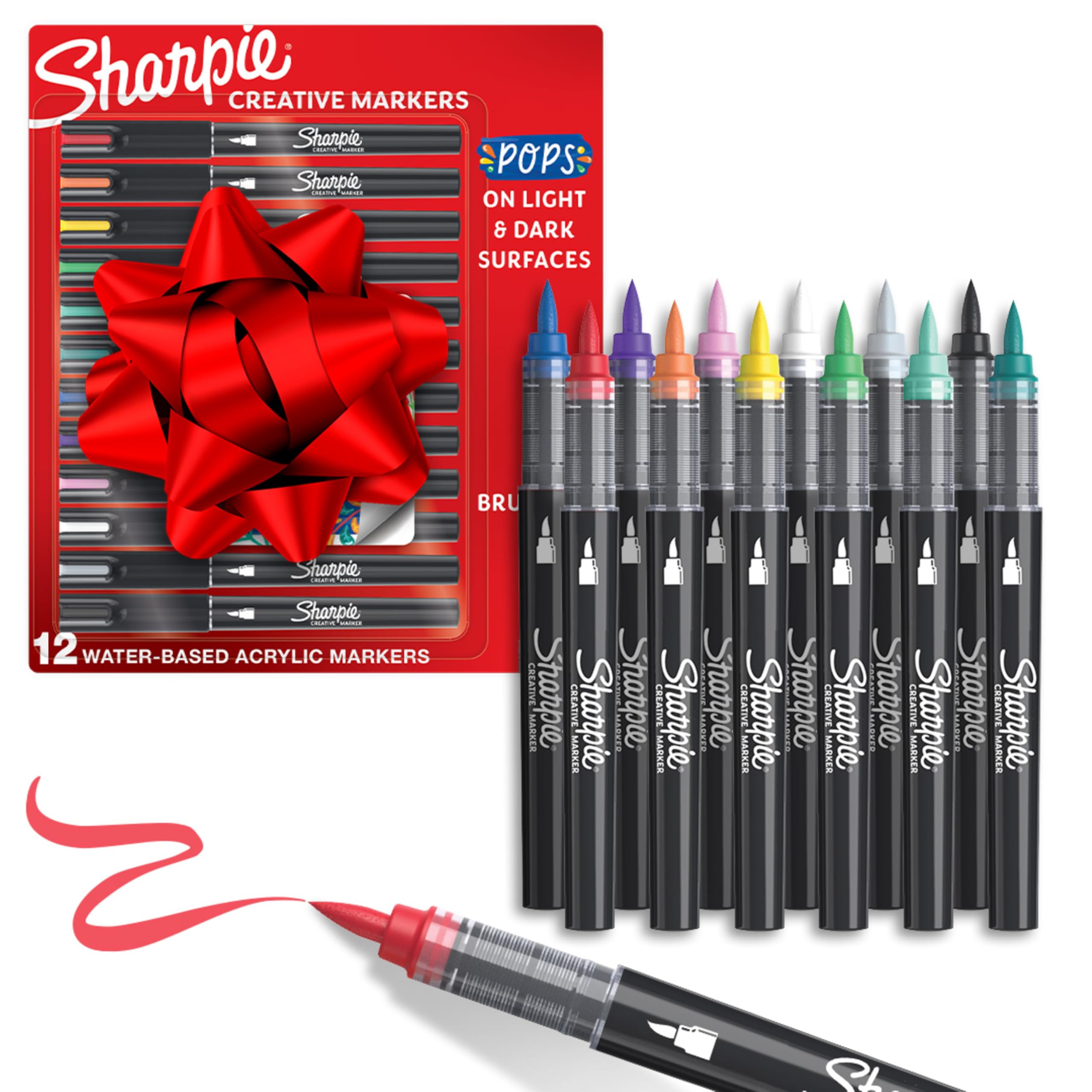 Sharpie Creative Water-Based Brush Tip Acrylic Marker, Assorted (Pack of 12) - 12 count (Pack of 1)