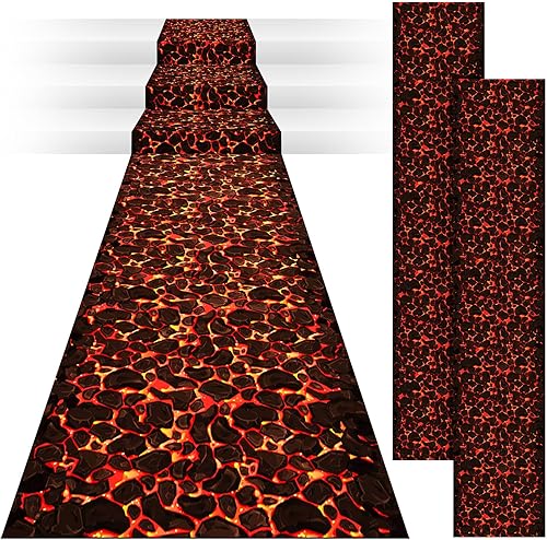 Pinkunn Mantel de plástico de 24 pulgadas x 10 pies para decoración de fiesta de carbón caliente con temática de lava, mantel de mesa para volcán de