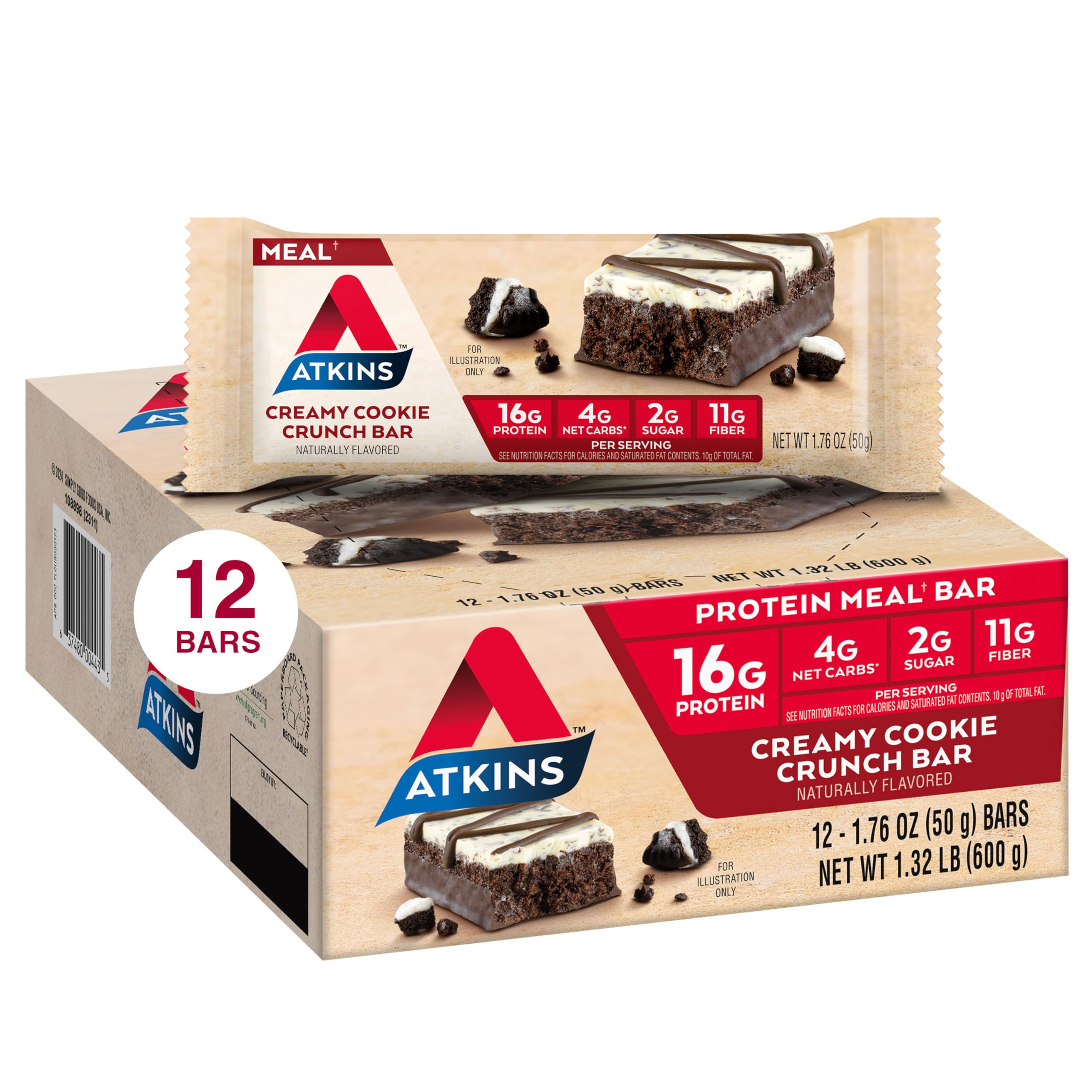 Atkins Chocolate Peanut Butter High Protein Bar, 16g Protein, 12 Count — Amazon image 8