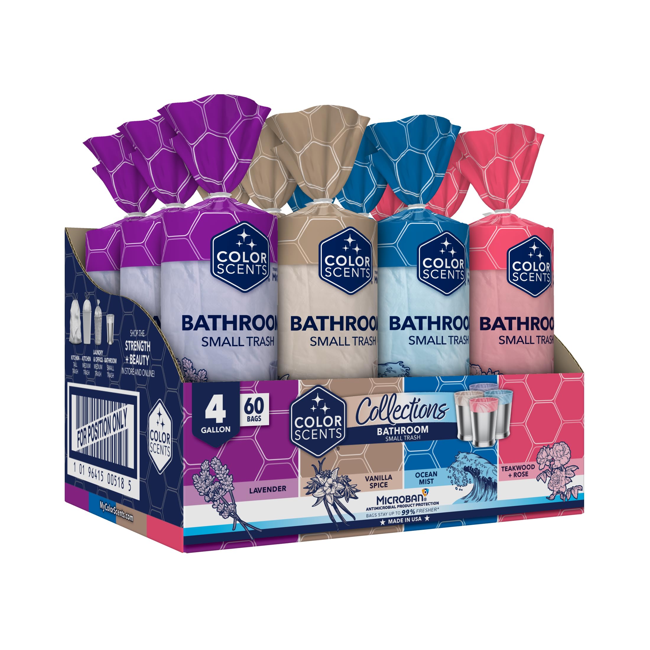 Color Scents 4 Gallon Garbage Bags – Small Scented Trash Bags for Bathroom & Bedroom| 720 Count | Twist Tie | Collection | Made in USA