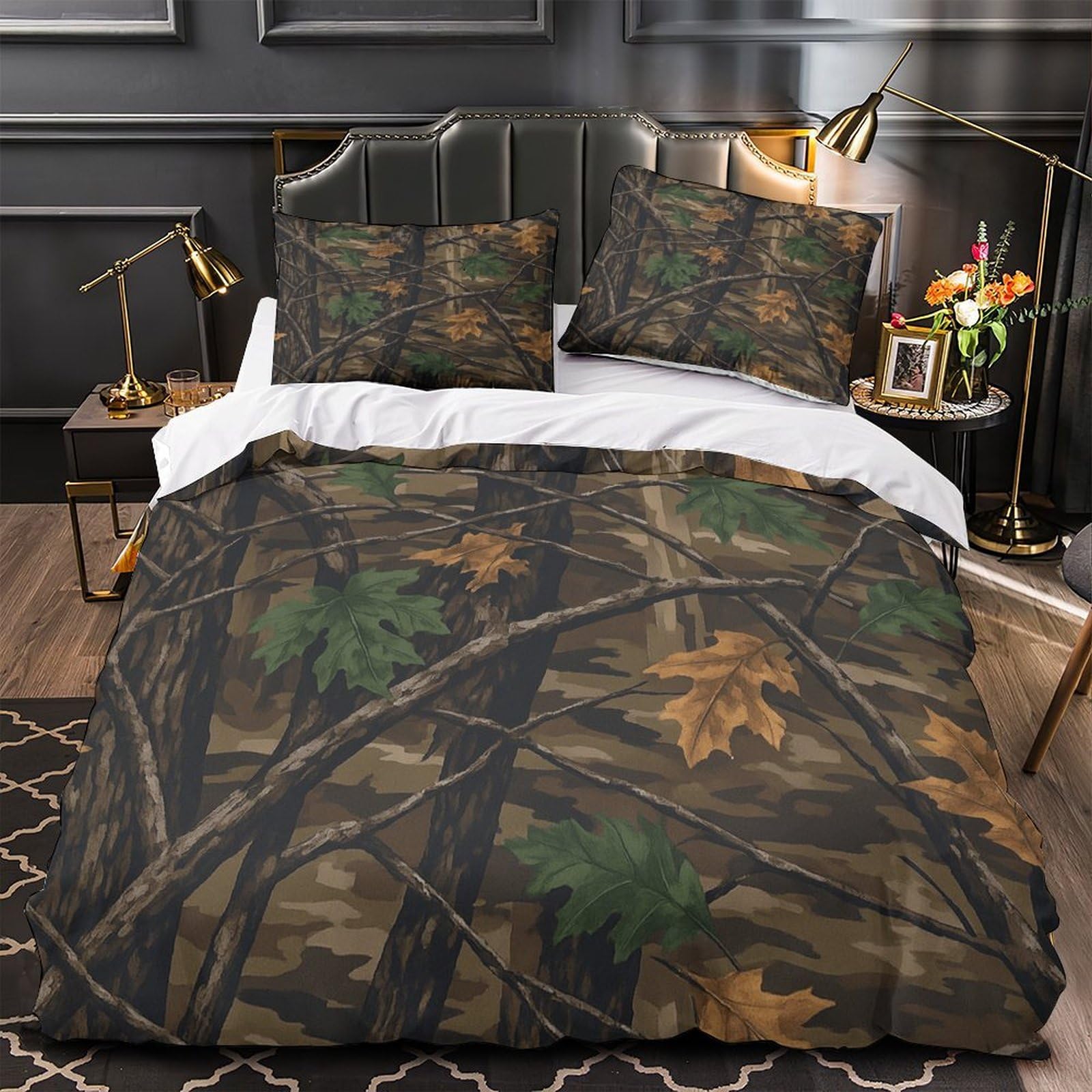 Housse de couette 3D 220x240 lit king parure de lit botanique vintage en microfibre pour couple