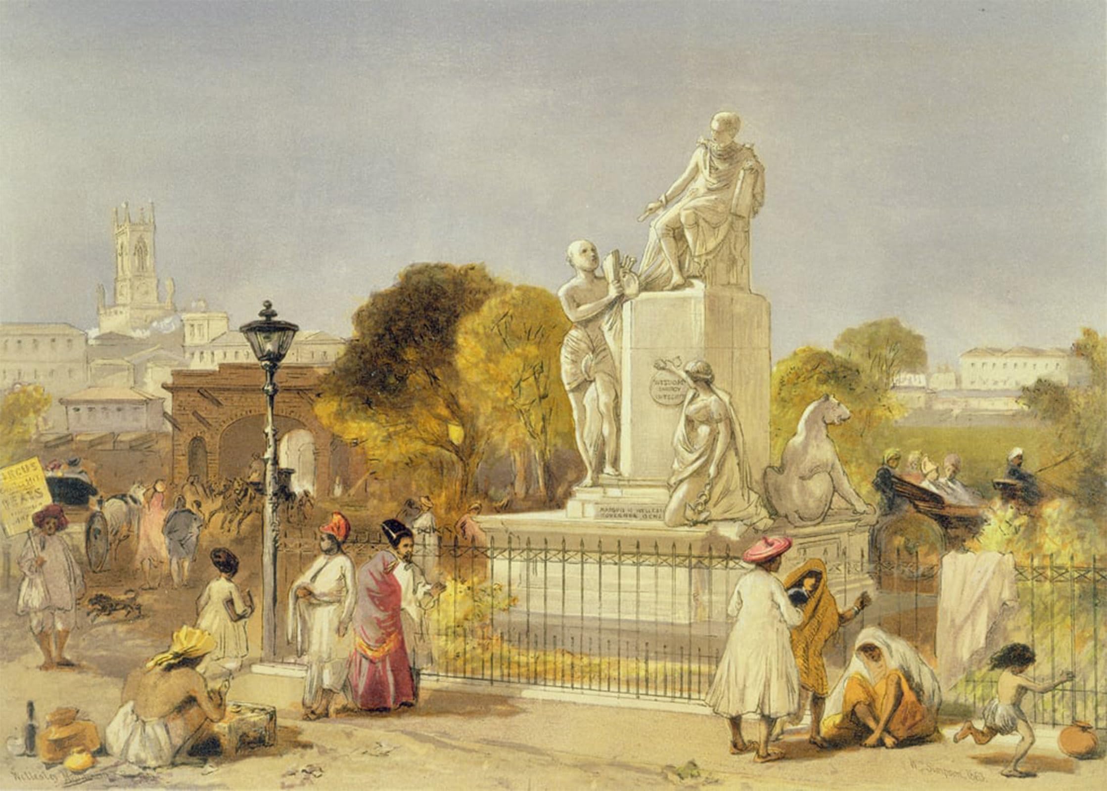 POSTERIIk Vintage Print Pop Art Landscape Artwork the Wellesley Monument Bombay by William Crimea Simpson Art Prints for Office Home Decor 60x90cm