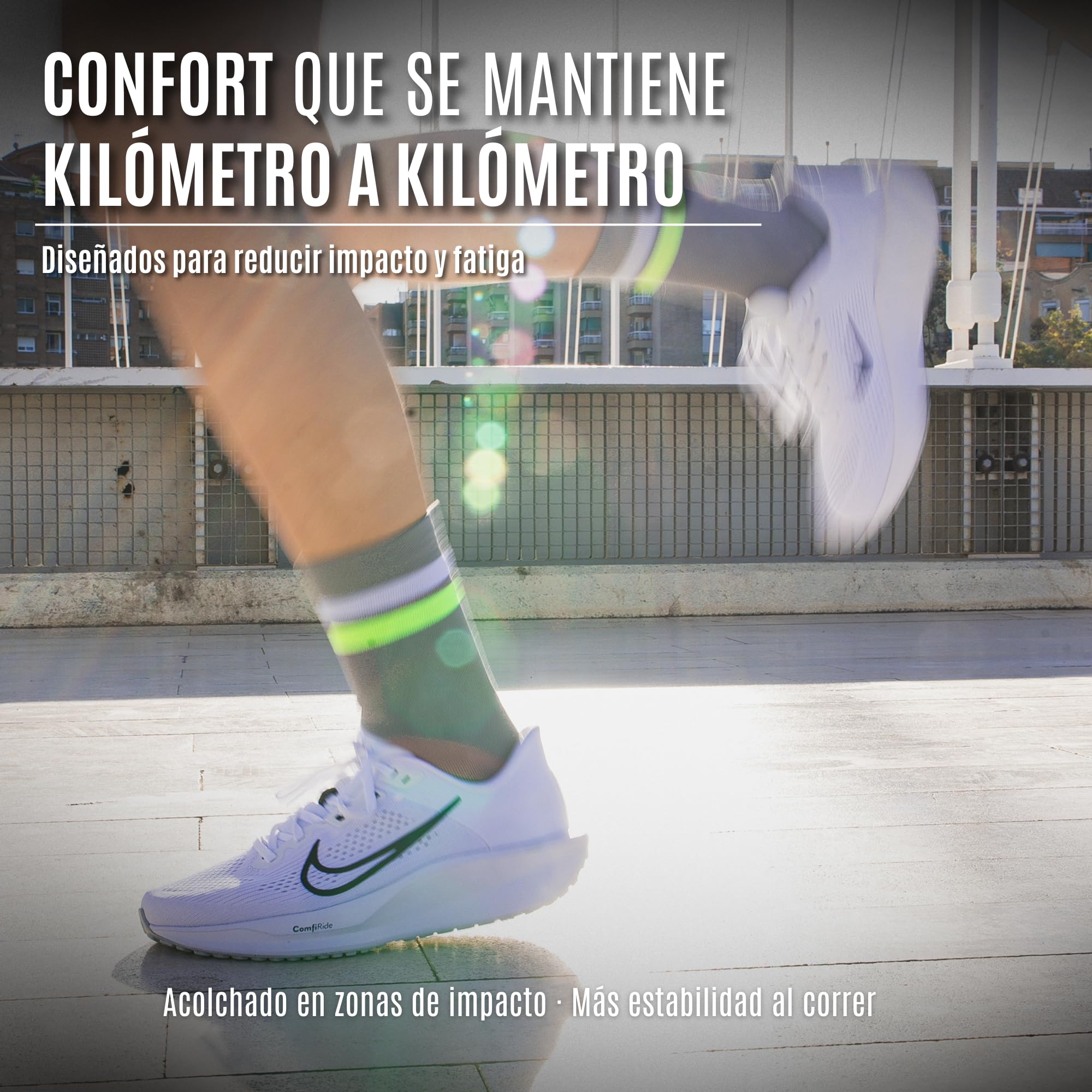 HOOF - Calcetines Running Compresivos - Reducción de Fatiga y Mejora de Circulación - Calcetines de Deporte con Refuerzo - Material Técnico Vaporfeel - Unisex