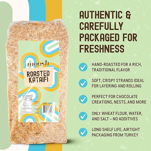 Miniatura 2 de Masa de fillo rallada Kataifi tostada lista para usar, 1 libra, pastelería crujiente para chocolate Dubai