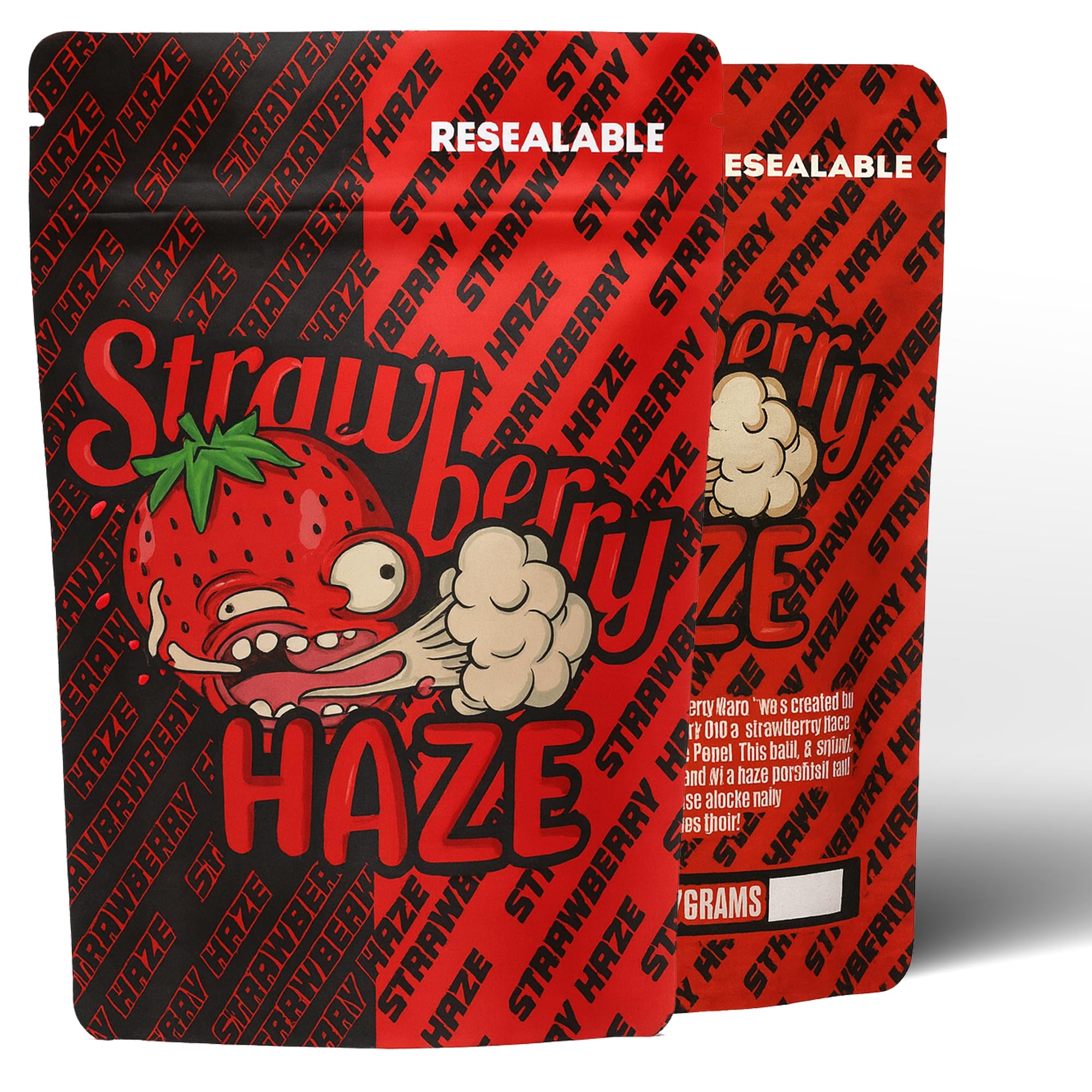 Strawberry Haze - Mylar bags - Resealable foil pouches for food, spices, samples, crafts. 100pcs
