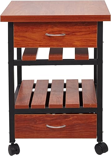 Mesa auxiliar de madera con ruedas junto al gabinete, mesita de noche con 2 cajones para dormitorio, sala de estar