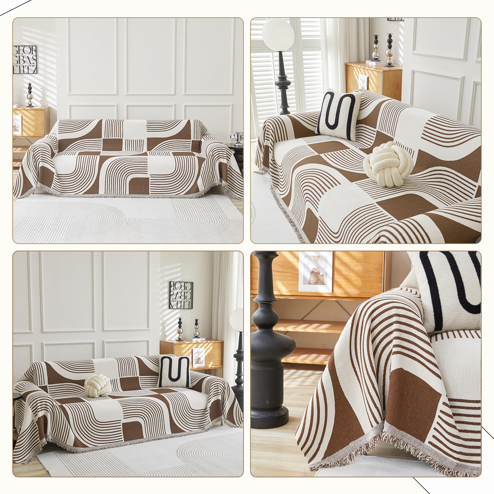 WEYOND Boho Couch Cover Sofa Covers Washable, Chenille Couch Covers for 3 Cushion Sofa Pet Friendly - Image 3