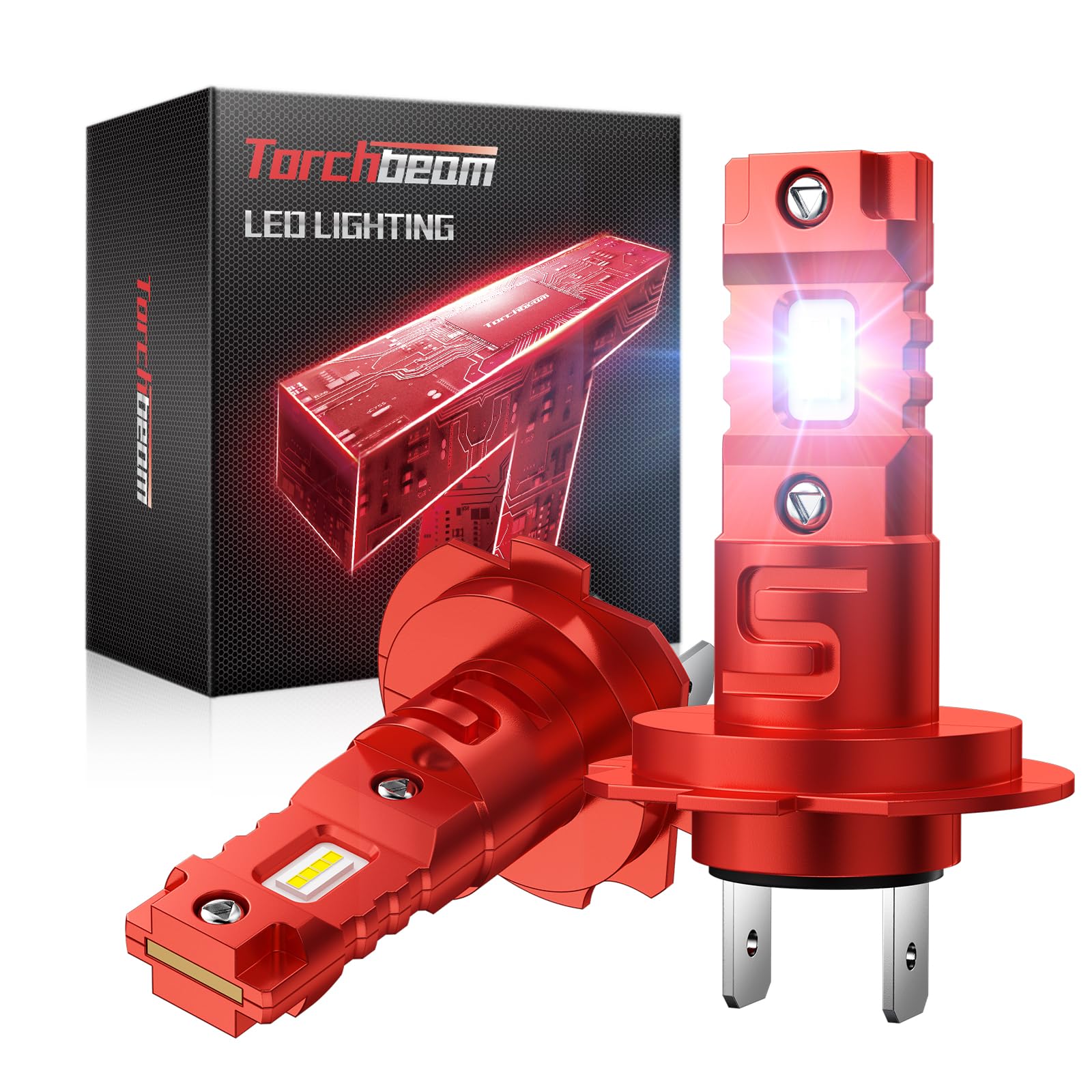 Torchbeam Lampadina H7 LED, Chip di Aggiornamento 6500K 300%,12V Lampadina Automotive LED H7 Abbagliante e Anabbagliante, Lampadina per Esterni, 1:1 Mini Sostituzione per Alogeni e Xeno (2 lampade)