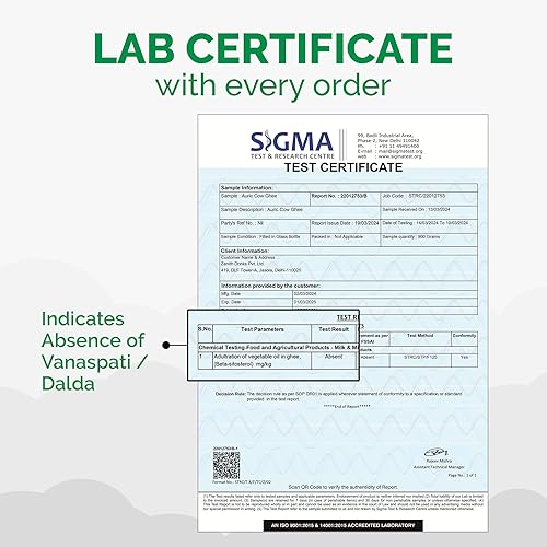 Miniatura 4 de Auric A2 Desi Cow Ghee  Mantequilla clarificada  Brijwasi Ghee puro  Cuajada Bilona batida  Probado en laboratorio  Aroma perfecto y Ghee Danedar