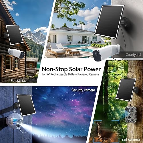 Miniatura 4 de Panel solar de 10 W y 5 V para cámara de seguridad, IP66 impermeable, puerto micro USB y puerto USB-C de montaje de 360 - Energía de vigilancia al