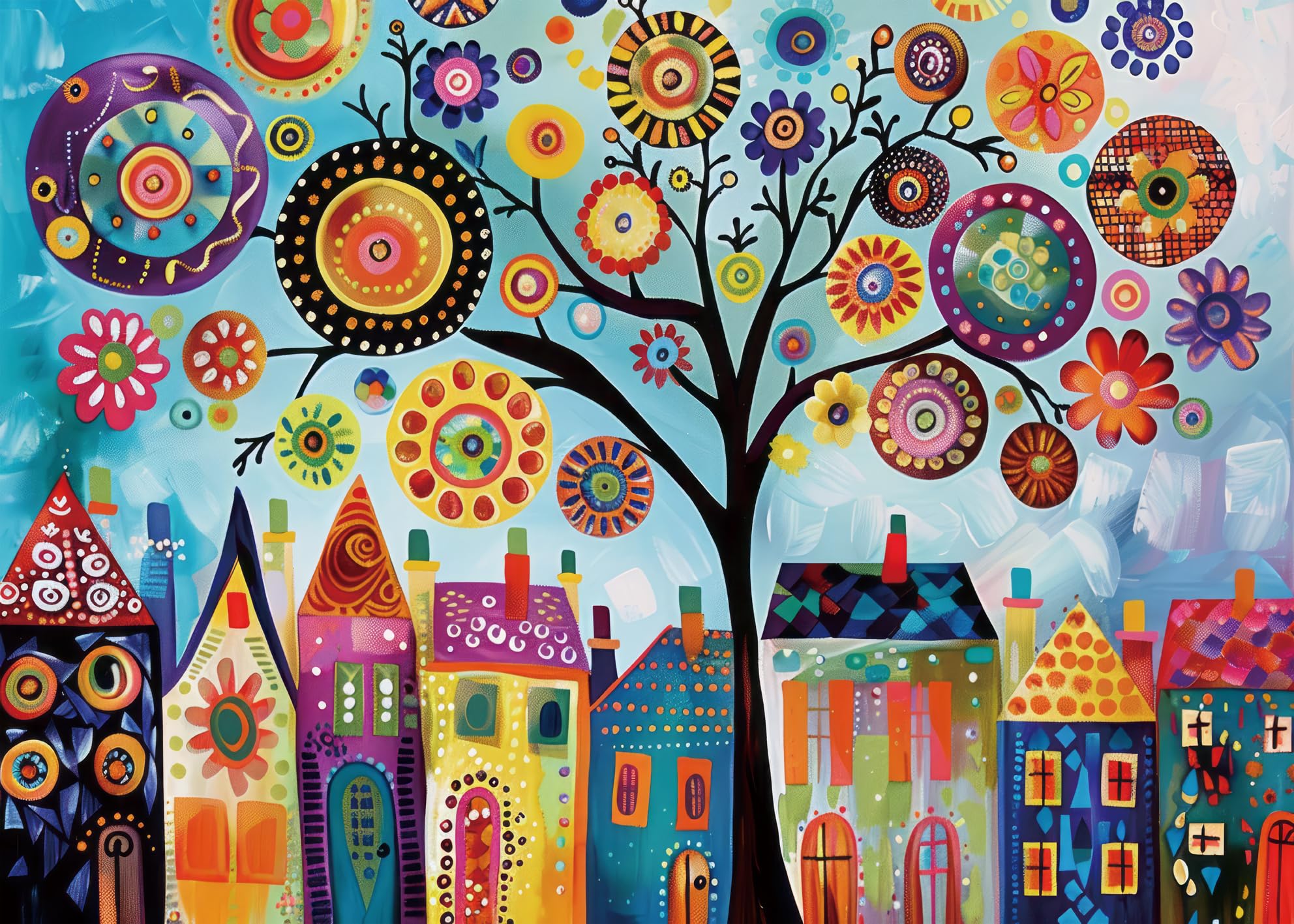 Tree of Life Puzzles for Adults 1000 Pieces, Colorful Jigsaw Puzzle, Art Puzzles as Home Decor