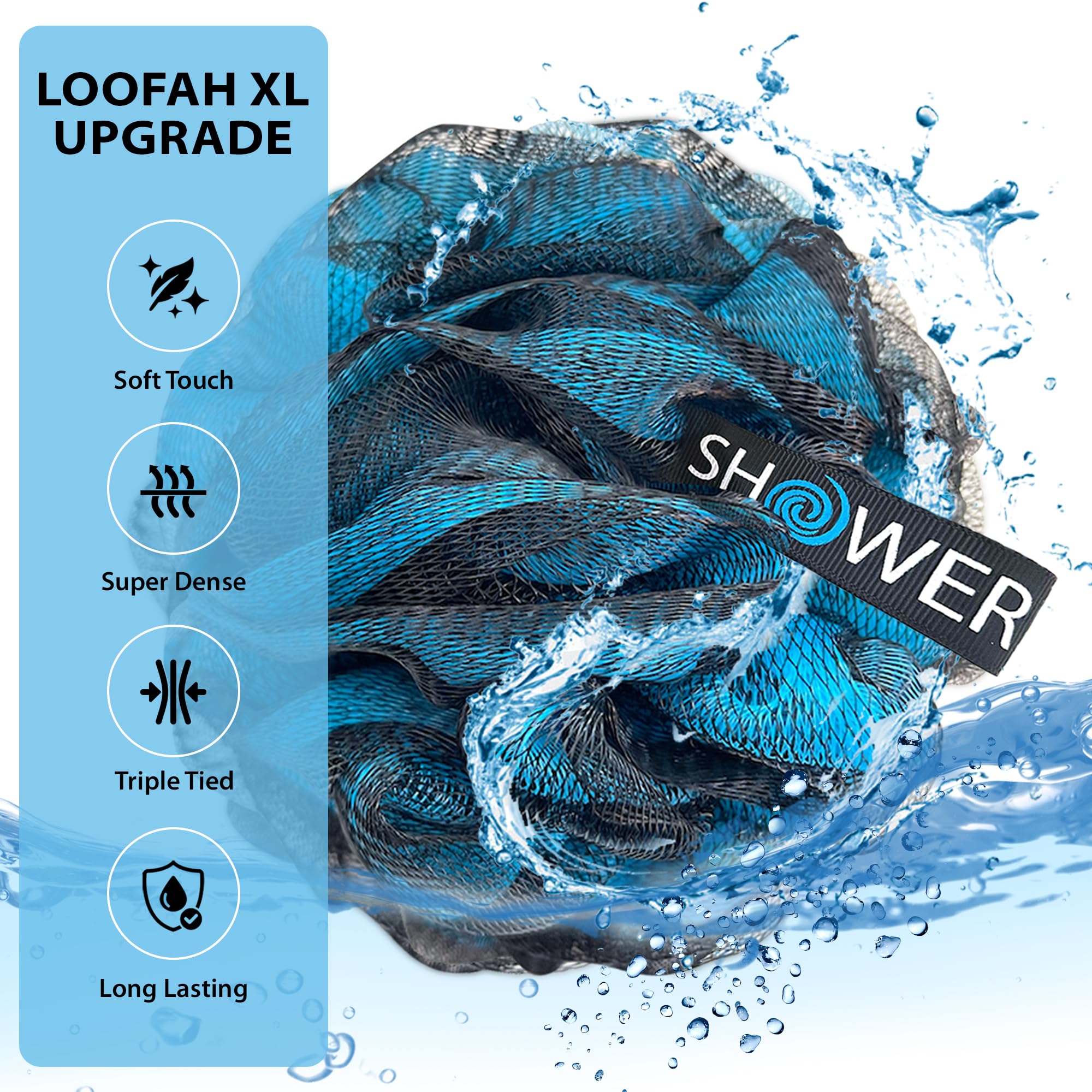 Juego de esponjas Loufa de carbón de bambú extra grandes, exfoliante corporal para cara y cuerpo | Luffa Loufa Loofa - Juego de esponja exfoliante corporal para mujeres y hombres, esponja de lufa para ducha facial y corporal