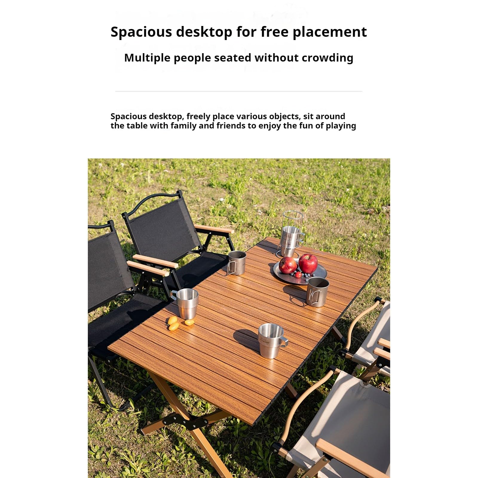 Tavolo da campeggio pieghevole,tavolo basso in alluminio leggero e arrotolabile,tavolo da picnic portatile con borsa per il trasporto per esterni,spiaggia,picnic,cortile,barbecue e feste Beech,115cm