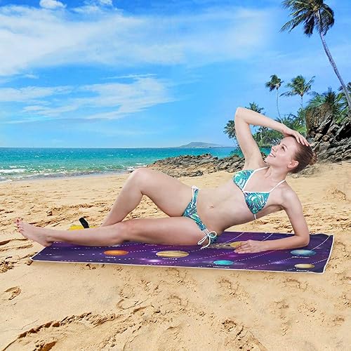 Miniatura 5 de Blueangle Toalla de playa Bright Solar System  Toallas de viaje ligeras y compactas de gran tamaño  Toalla súper absorbente de secado rápido para