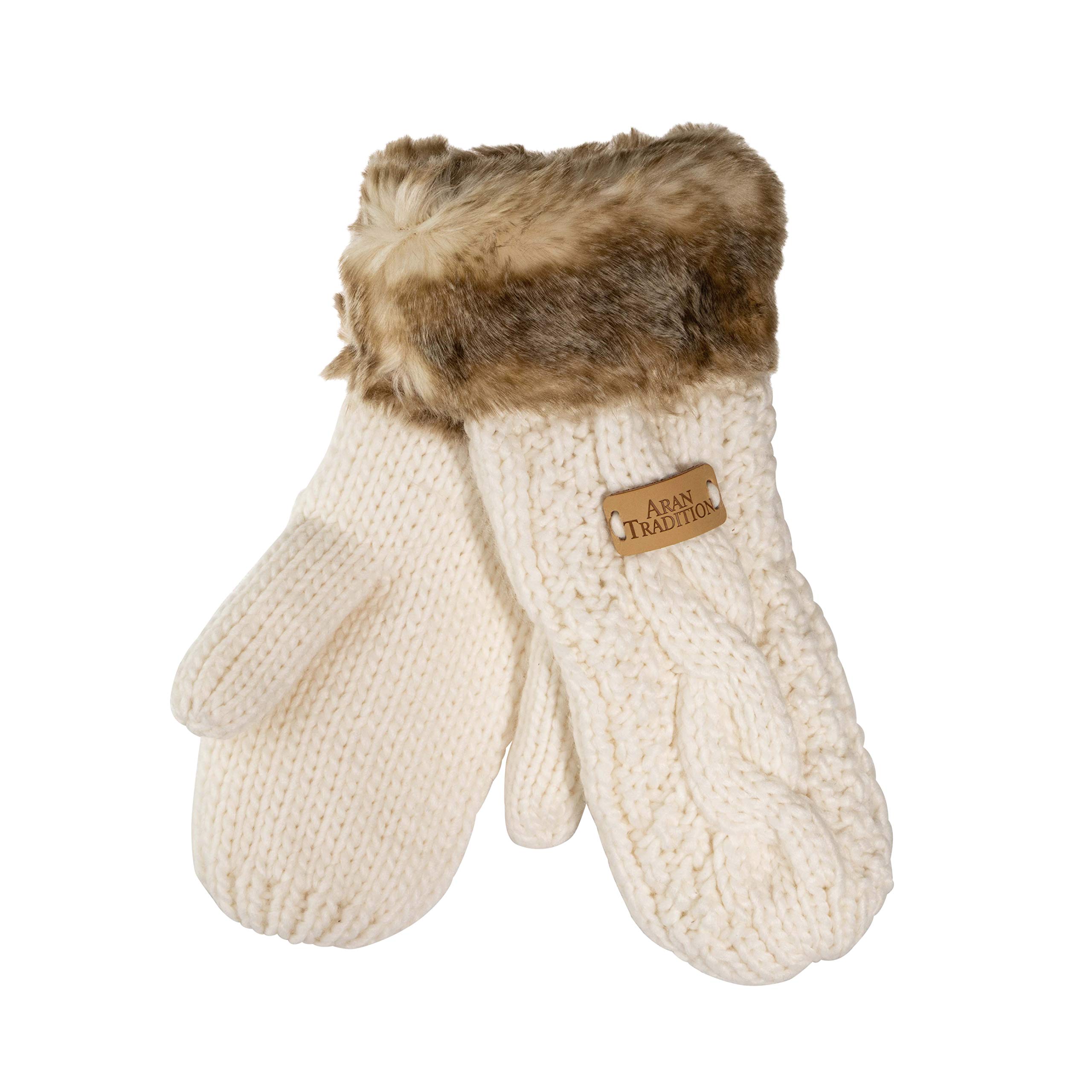 Aran Traditions Winter Faux Fur Mittens (Cream)