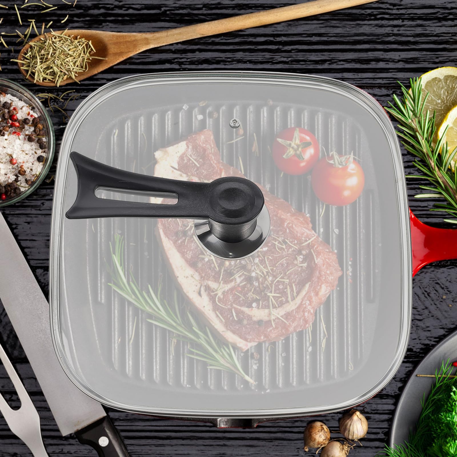 Quadratischer Topfdeckel Glas 31cm mit Praktischem Griff und Dampföffnung Ersatzdeckel für Gastronomie und Private Küche