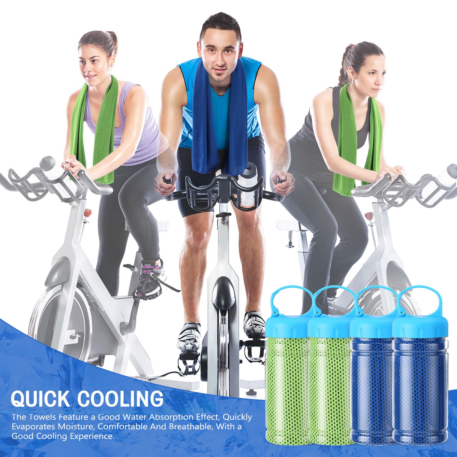 Confezione da 4 Asciugamani rinfrescanti con borracce, 101,6 x 30,5 cm, riutilizzabili, Ideali per Il Collo, Perfetti per Sport, Palestra, Yoga, Corsa, Campeggio e attività all'ape