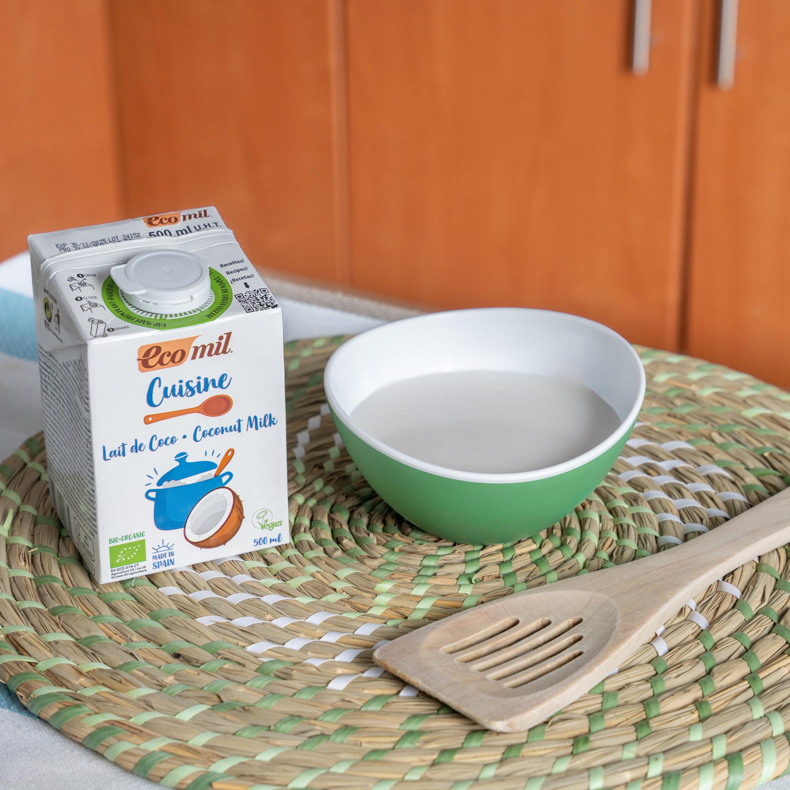ECOMIL Crema de Coco Bio para Cocinar Sin Lactosa Sin Gluten Sin Azúcares Añadidos 500 ml